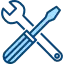 icone outils clefs a molette et tourne vis